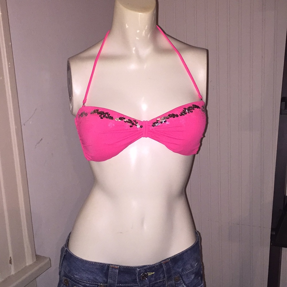 Pink Victoria’s Secret bathing suit top.